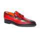 Emilio Franco "Dino" Red/Black Genuine Italian Ultra Lite Rubber Leather Tassel Loafers.